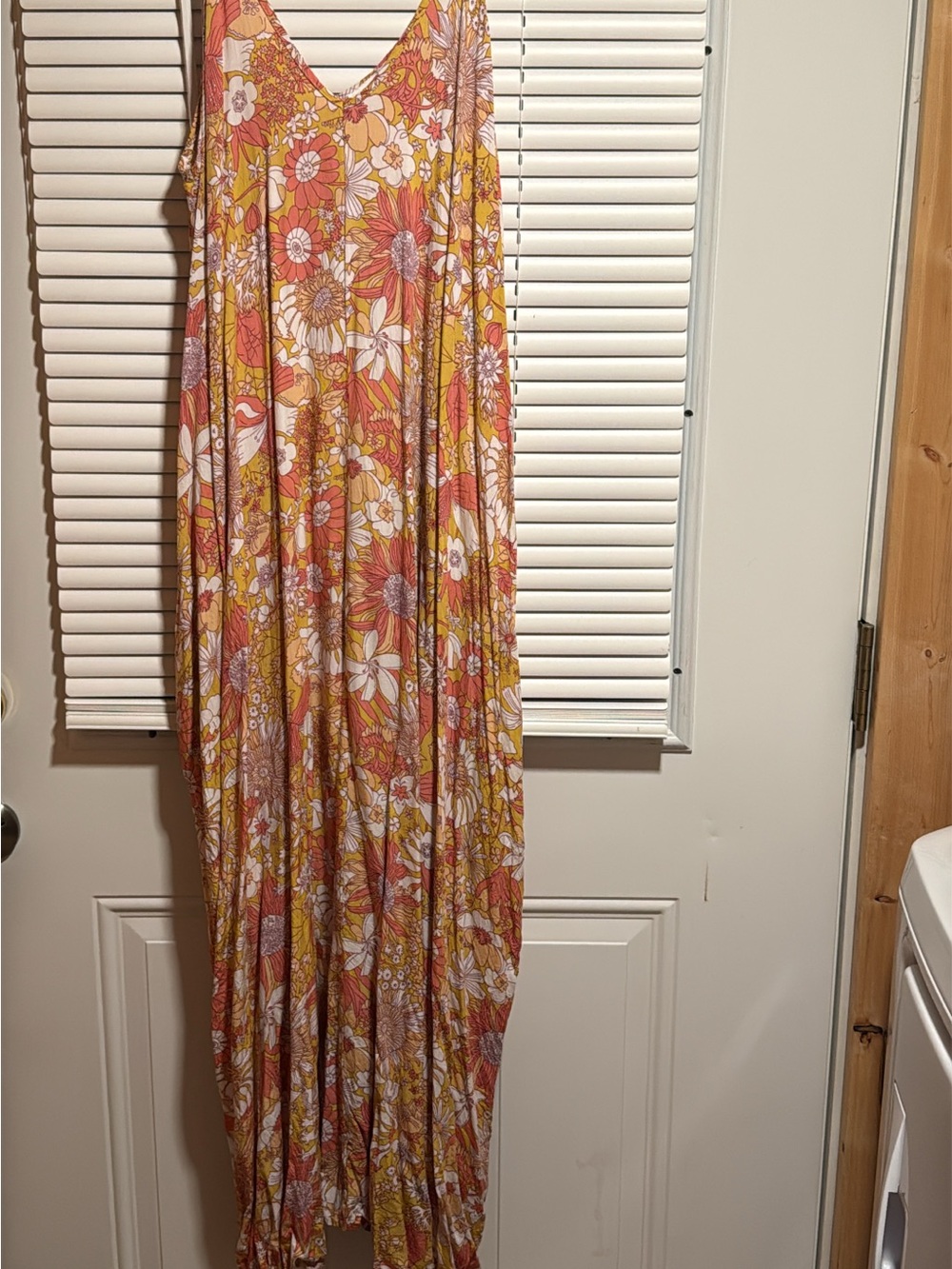 Impressions Floral Maxi Dress in Mustard and Coral